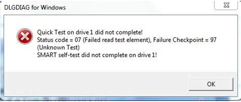 hard drive test status code 07 failed read test element|status code for failed read test element.